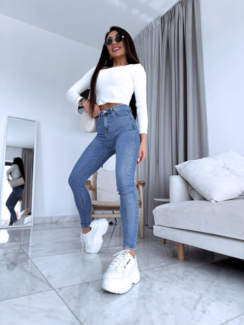 Blue denim pants without rips "WAVE" DJ2585